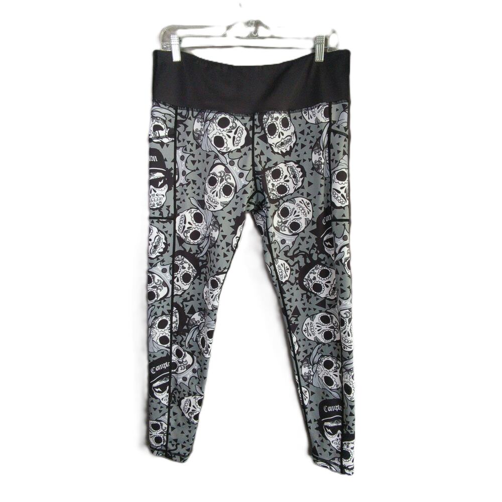 Constantly Varied Gear Leggings Womens XL Gray Sugar‎ Skulls Pockets Squat Proof
